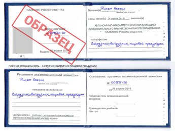 Обучение Загрузчик-выгрузчик пищевой продукции