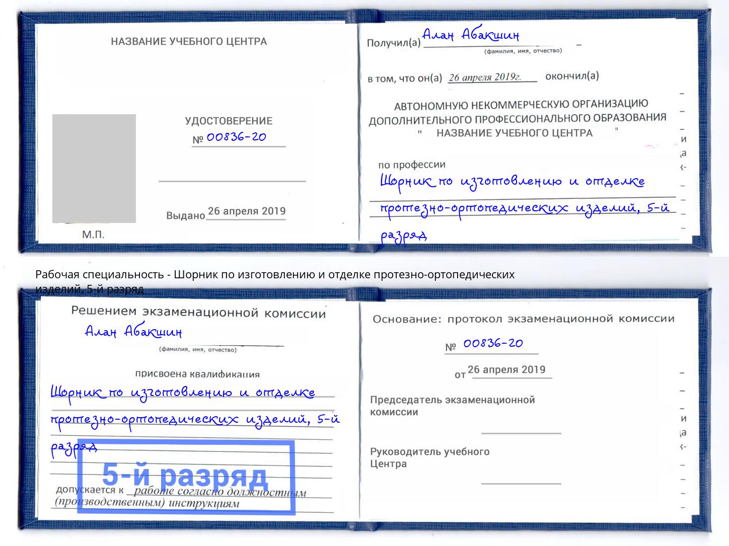 корочка 5-й разряд Шорник по изготовлению и отделке протезно-ортопедических изделий Бердск