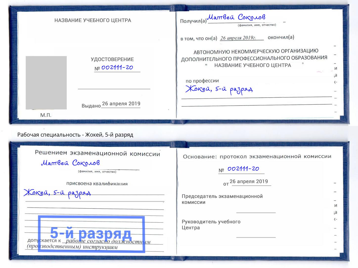 корочка 5-й разряд Жокей Бердск